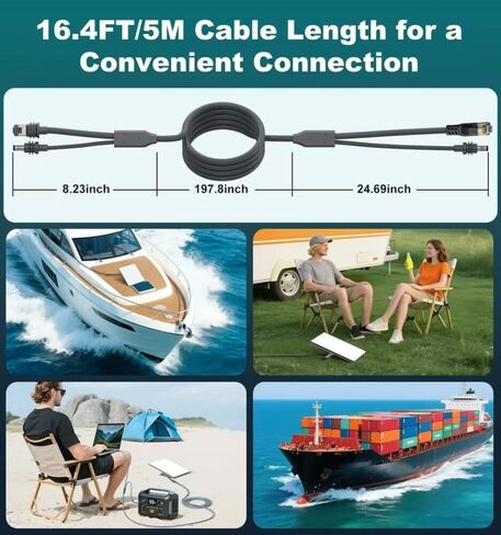 Elfcam - 5m/16.4ft 3-in-1 Cable for Starlink Mini – USB-C Power Supply + Starlink Mini Standard, Stardard RJ45 CAT6 Connector for Easy to Plug Out from Extended Network Devices PC, Router and Switch in Saudi Arabia