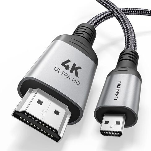 كابل UANTIN 4K Micro HDMI إلى HDMI بطول 6 أقدام، 4K@60 هرتز HDR عالي السرعة من النايلون المضفر متوافق مع GoPro Hero، Raspberry Pi 5 4، الكاميرا، كاميرا الفيديو، الكمبيوتر المحمول، الكمبيوتر اللوحي in Saudi Arabia