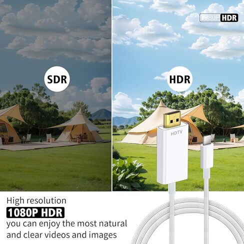 HDMI Cable Adapter for iPhone to TV, 6.6FT Digital AV Adapter 1080P HD Video Sync Screen Connector Compatible for iPhone 14 13 12 11 Pro Max XS XR X 8 to TV Projector Monitor in Saudi Arabia