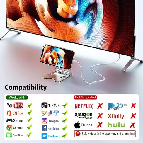 HDMI Cable Adapter for iPhone to TV, 6.6FT Digital AV Adapter 1080P HD Video Sync Screen Connector Compatible for iPhone 14 13 12 11 Pro Max XS XR X 8 to TV Projector Monitor in Saudi Arabia