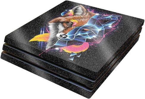 MightySkins Glossy Glitter Skin for Sony PS4 Pro Console - Futuristic Fox | Protective, Durable High-Gloss Glitter Finish | Easy to Apply, Remove, and Change Styles | Made in The USA in Saudi Arabia