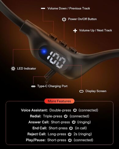 Bone Conduction Headphones, 14H Playtime Bluetooth 6.0 Open-Ear Earbuds with Mic, IPX5 Waterproof Lightweight Headset, Wireless Sport Earphones for Running, Cycling, Gym Workouts(Black) in Saudi Arabia
