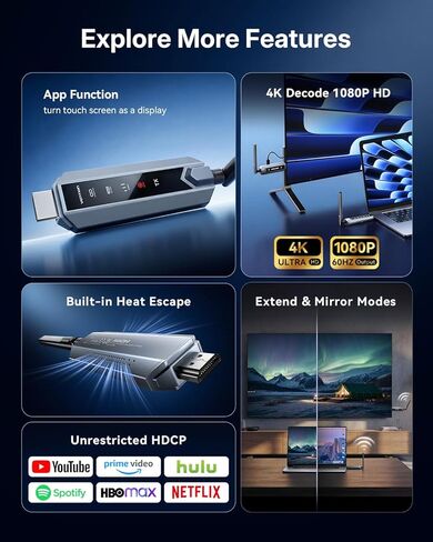 VENTION Wireless HDMI Transmitter and Receiver 656FT with LED Screen, Up to 6 RXs, Heat-Control, Plug & Play Wireless HDMI Extender Kit 4K Decode to Monitor from PC/Projector/TV Box(1TX+1RX) in Saudi Arabia