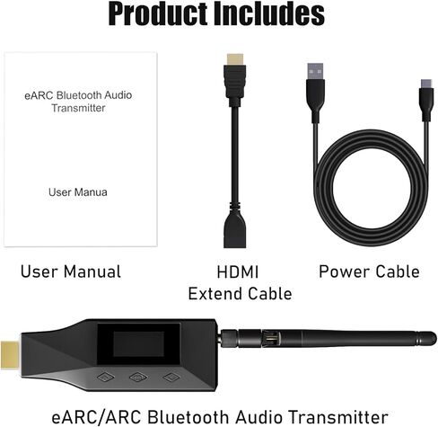 Tendak eARC/ARC إلى جهاز إرسال بلوتوث، eARC/ARC إلى سماعات رأس بلوتوث محول صوت مع شاشة عرض، يدعم الاتصال المتزامن لجهازين، وظيفة CEC in Kuwait