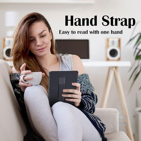 Blue Bow Case for 6" Kindle (11th Gen 2024&2022) Cute Elegant Design Cover with Hand Strap Smart Auto Wake/Sleep Soft Slim Lightweight PU Leather Shell in Saudi Arabia