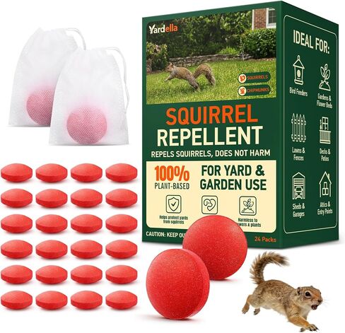 Squirrel Repellent Outdoor Peppermint Oil Squirrel Repellent Moth Balls, 24-Pack Powerful Chipmunk Repellent Peppermint Balls for Outdoor, Pet Safe Botanical Squirrel Deterrents for Garden, Yard, RV in Saudi Arabia