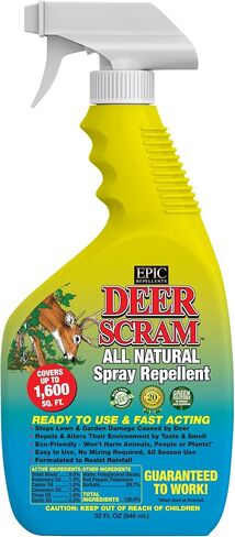 Deer Scram طارد حبيبي طبيعي بالكامل - حبيبات طبيعية بالكامل وآمنة للحيوانات والناس والحيوانات الأليفة من طارد EPIC (32 أونصة سائلة، RTU) in Kuwait
