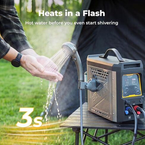 BougeRV Upgraded Portable Propane Water Heater, Hot Water Heater w/Built-in battery for Showering & Cleaning, Camping Water Heater w/Water Pump & Showerhead, Overheating Protection, Outdoor Use in Saudi Arabia