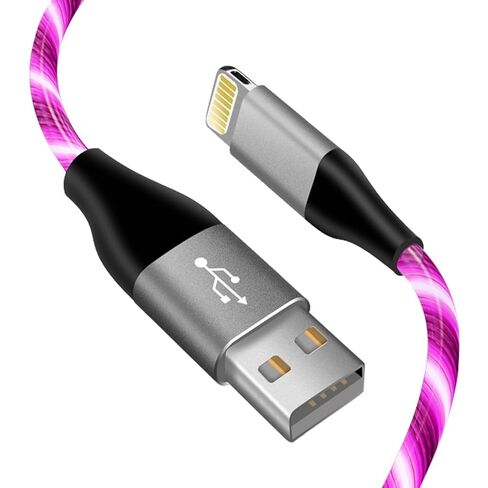 كابل شاحن مضيء للآيفون، | معتمد من Apple MFi | سلك شحن سريع USB A إلى Lightning متوافق مع iPhone 13 Pro Max 12 Mini 11 X XS XR 8 7P 6S 5S iPad iPod Touch More (6FT، أزرق) in Kuwait