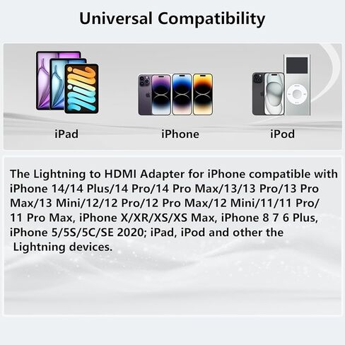 محول Lightning إلى HDMI معتمد من CleverThings MFi، كابل موصل شاشة مزامنة محول AV رقمي للفيديو والصوت 1080 بكسل مع منفذ شحن لهاتف iPhone 14 13 12 11 X 8 7 iPad على HDTV/جهاز العرض/الشاشة in Kuwait