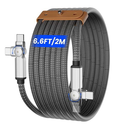 كابل USB C إلى USB C بقدرة 60 وات، رأس دوران مزدوج 180 درجة من النوع C PD سلك شحن سريع 60 وات مع مزامنة البيانات، كابل مجدول من النايلون من النوع C إلى النوع C بطول 6.6 أقدام لهاتف iPhone 17/16/15 وMacBook Air وiPad Pro وSamsung Galaxy in Kuwait