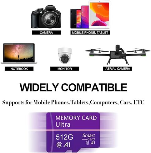 256GB Micro SD Card, Japanese Precision Manufacturing 4K Camera Pro, A2 V30 for Smartphone, Gopro, Action Cams, 4K UHD Video Recording, R/W up to 30/30 MB/s, with Adapter(Purple) in Saudi Arabia