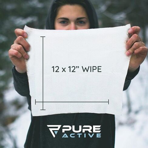 Body Wipes for Camping 50 XXL Camping Wipes 12''x 12'', Shower Body Wipes for Camping, Body and Face Wipes, Biodegradable Personal Hygiene Body Cleansing Wipes for Women Men Kids Elderly Travel in Saudi Arabia