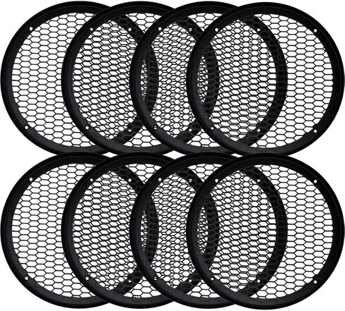 Bass Rockers 6.5" Metal Speaker Grill Cover Heavy-Duty Honeycomb Mesh Protective Grille Guard, Universal Fit for 6.5" Car Audio Door Speakers & Custom Boxes, Matte Black, 4-Hole Mount (8 Pack) in Saudi Arabia