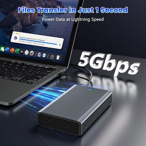 محول SAS إلى USB 3.0، محطة إرساء محرك الأقراص الصلبة SAS لمحرك الأقراص الصلبة SSD مقاس 2.5/3.5 بوصة، حاوية خارجية خالية من الأدوات مع محول طاقة 12 فولت/2 أمبير ومروحة تبريد، تدعم ما يصل إلى 24 تيرابايت in Kuwait