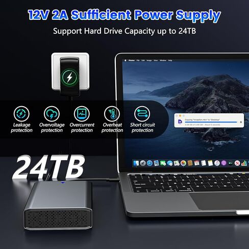 محول SAS إلى USB 3.0، محطة إرساء محرك الأقراص الصلبة SAS لمحرك الأقراص الصلبة SSD مقاس 2.5/3.5 بوصة، حاوية خارجية خالية من الأدوات مع محول طاقة 12 فولت/2 أمبير ومروحة تبريد، تدعم ما يصل إلى 24 تيرابايت in Kuwait