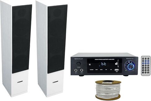 Rockville BLUAMP 150 Home Stereo Bluetooth Receiver+(2) White Tower Speakers in Saudi Arabia