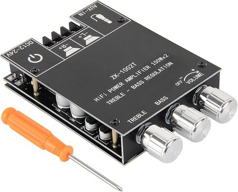 AITRIP 2PCS ZK-1002T لوحة مضخم صوت بلوتوث 2.0CH 100W*2 مضخم صوت صغير مع تحكم ثلاثي وباس، ومدخلات BT وAUX، وحدة AMP ستيريو DC 9-24V لمكبرات الصوت المنزلية DIY in Kuwait