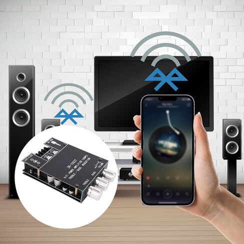 لوحة مضخم صوت بلوتوث ZK-1002T، لوحة مضخم صوت استيريو 100 وات+100 وات 2.0 قناة مع تحكم ثلاثي وباس يدعم مدخل الجهد الكهربي العريض AUX/Bluetooth 12-24 فولت، ويتضمن دليل المستخدم لمكبرات الصوت المنزلية in Saudi Arabia