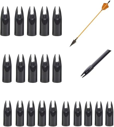 25 PCS 8mm Archery Arrow Nocks, Plastic Insert Tails for Compound Bow Hunting Arrows, Shockproof Glue-On Replacement Parts for 8mm ID Arrow Shafts in Saudi Arabia