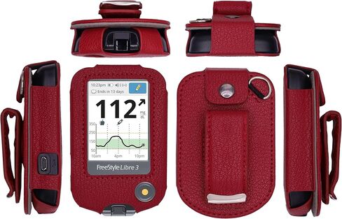 Fitted Leather Case W/Screen Protector (Includes Carabiner & Lanyard) for Freestyle Libre 3,Freestyle Libre 2 (Black) in Saudi Arabia
