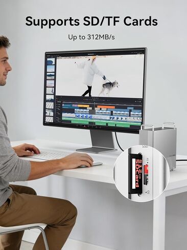 ACASIS 40 جيجابت في الثانية Mac mini M1/M2 Dock & Stand مع حاوية NVMe SSD، الألومنيوم Mac mini Hub، 4K60 هرتز HDMI، 2X10G USB A، 10G USB C، PD 30W، SD/TF 4.0، ملحقات Mac mini لـ Intel/M1/M2/M2 Pro in Saudi Arabia
