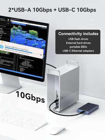 ACASIS 40 جيجابت في الثانية Mac mini M1/M2 Dock & Stand مع حاوية NVMe SSD، الألومنيوم Mac mini Hub، 4K60 هرتز HDMI، 2X10G USB A، 10G USB C، PD 30W، SD/TF 4.0، ملحقات Mac mini لـ Intel/M1/M2/M2 Pro in Saudi Arabia