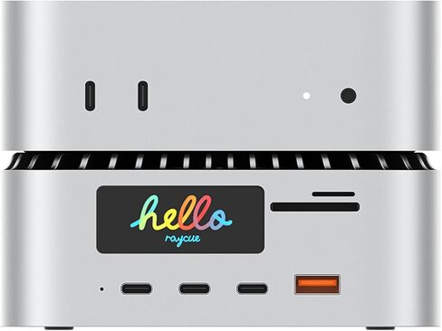 RayCue All-in-One Charger Dock for Mac mini M4, Aluminum Mac mini M4 Dock Hub Stand with 8TB NVMe/SATA SSD Enclosure, 165W Power Delivery, 4K60Hz HDMI, Smart Display, SD/TF 4.0, 10G USB A/C, Audio in Saudi Arabia