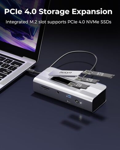 محطة إرساء Thunderbolt 5 (80/120 جيجابت في الثانية)، فتحة NVMe SSD مدمجة، توصيل طاقة 180 وات، ما يصل إلى 6K@60هرتز مزدوج لنظام التشغيل Mac، مزدوج 8K120هرتز لنظام التشغيل Windows، 3X منافذ Thunderbolt 5، قاعدة إرساء للكمبيوتر المحمول in Kuwait