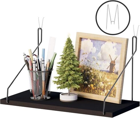 Cubicle Shelf with Hooks – 11.8" Office Cubicle Accessories for Work, Floating Wall Shelf for Cubicle Decor, Hanging Organizer for Cubicle Wall Storage & Office Decorations&Black in Saudi Arabia