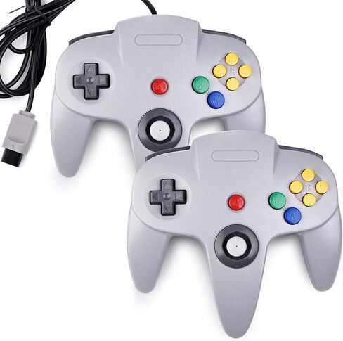 KIWITATA 2 Pack Classic N64 Controller، Retro N64 سلكية مطورة عن بعد وحدة تحكم Gamepad متوافقة مع وحدة التحكم N64 رمادي in Kuwait