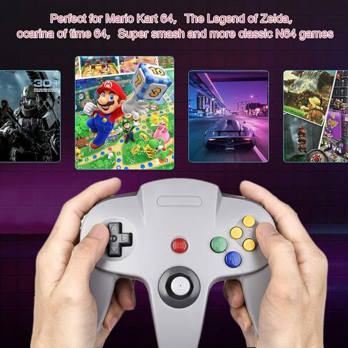 KIWITATA 2 Pack Classic N64 Controller، Retro N64 سلكية مطورة عن بعد وحدة تحكم Gamepad متوافقة مع وحدة التحكم N64 رمادي in Kuwait