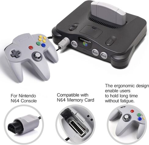 KIWITATA 2 Pack Classic N64 Controller، Retro N64 سلكية مطورة عن بعد وحدة تحكم Gamepad متوافقة مع وحدة التحكم N64 رمادي in Kuwait