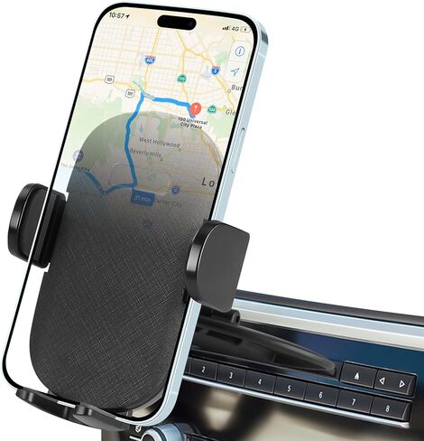 Shock-Resistant CD Slot Phone Holder for Car, CD Player Phone Mount with Adjustable Clamp, 360° Rotation, Non-Slip, Single-Button Release, Heat-Resistant, Universally Compatible with iPhone & Samsung in Saudi Arabia
