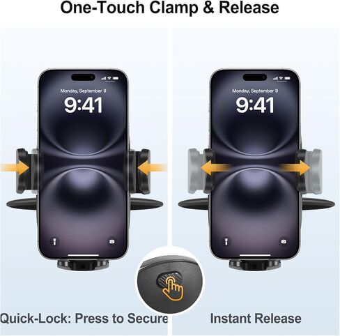 Shock-Resistant CD Slot Phone Holder for Car, CD Player Phone Mount with Adjustable Clamp, 360° Rotation, Non-Slip, Single-Button Release, Heat-Resistant, Universally Compatible with iPhone & Samsung in Saudi Arabia
