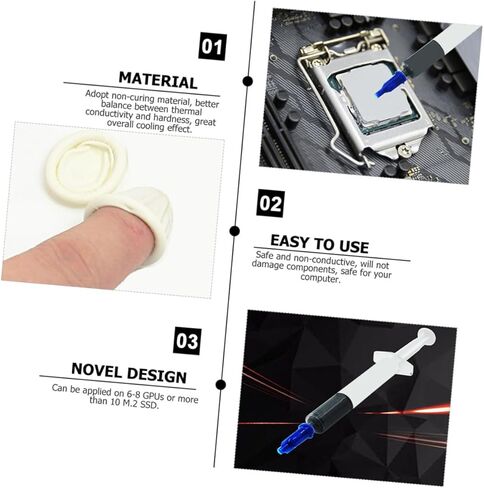NOLITOY Thermal Paste and Heat Sink Grease Kit 8w Thermal Conductivity, Non-Curing Silicone Compound, Includes 1 Syringe, 2 Finger Sleeves, and 1 Spatula for CPU Gpu Cooling in Computer in Saudi Arabia