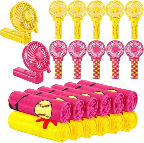 24 Pcs Softball Team Gifts, Include 12 Cooling Towels 40'' x 12'' Workout Towels 12 Portable Fan Handheld Fan for Souvenir Rewards Gift Filler Sport Party Favors in Saudi Arabia