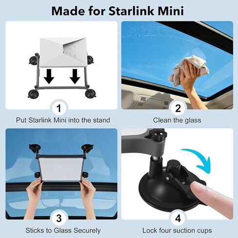 لإكسسوارات Starlink Mini Suction Cup Mount Starlink Mini لأسقف السيارة أو النوافذ، مجموعة تثبيت آمنة للأقمار الصناعية، إشارة قوية ثابتة بالشفط، للمركبات الترفيهية والقوارب ورحلات الطرق والقوارب والنوافذ in Kuwait