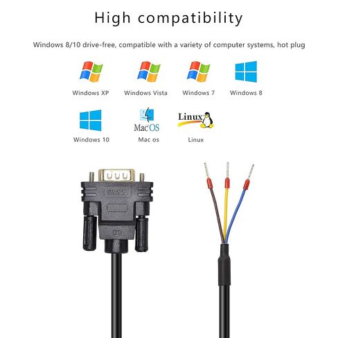 DB9 Connector RS232 Serial Port Cable DB9 Adapters Solderless 9-Pin COM Port Breakout Replacement Cable Order:235 (Male) -1.5m/4.92Feet in Saudi Arabia
