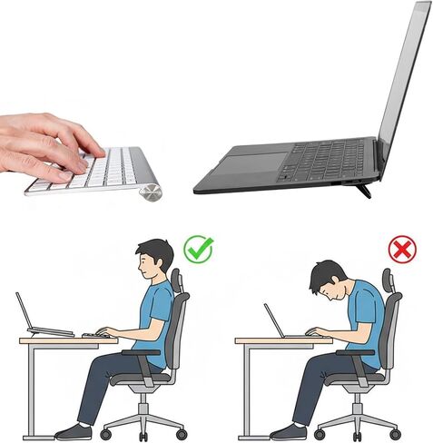 2 PCS Keyboard Riser, Black Keyboard Riser for Desk Computer Keyboards Stand Lifter with 2 Angle Settings, Travel Portable Laptop Feet, Improve Typing Comfort & Desk Ergonomics, Fit Most Laptop in Saudi Arabia