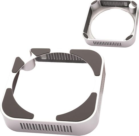 حامل M4 M5 Mac mini، حامل فضي لجهاز Mac mini 2024-2026 مع تهوية وتبريد تبديد الحرارة، وملحقات التثبيت على المكتب مع سيليكون مضاد للانزلاق وشبكات مقاومة للغبار in Kuwait