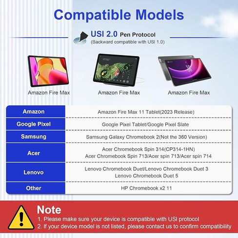 USI 2.0 Stylus Pen for Chromebook & Google Pixel Tablet - Amazon Fire Max 11 Tablet, Lenovo Chrome Book Duet, Acer Chromebook Spin 314, HP, Google Pixel Tablet Stylus, 4096 Pressure USI Stylus Pen in Saudi Arabia