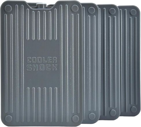 Cooler Shock Reusable Prefilled Gel Hardshell Ice Packs, Gray, 4 Pack, 7x4.7x0.5inch in Saudi Arabia