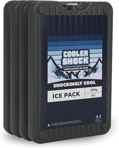 Cooler Shock Reusable Prefilled Gel Hardshell Ice Packs, Gray, 4 Pack, 7x4.7x0.5inch in Saudi Arabia