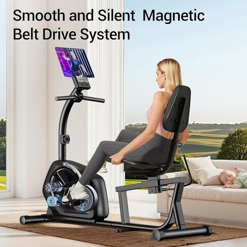Recumbent Exercise Bike, Magnetic Staionary Bikes for Home with 16-level Resistance & Adjustable Seat in Saudi Arabia