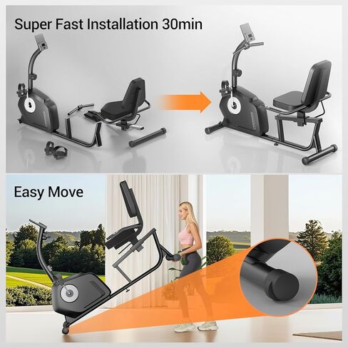 Recumbent Exercise Bike, Magnetic Staionary Bikes for Home with 16-level Resistance & Adjustable Seat in Saudi Arabia