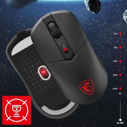 msi Versa 300 W 8K Gaming Mouse, 26000 DPI, 8000Hz Polling Rate, 60M+ Clicks, OMRON Optical Switch, Optical Sensor, Ergonomic Ambitextrous Hand Design, RGB Light in Saudi Arabia