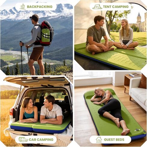 TEKIK Self Inflating Sleeping Pad, Ultra-Thick Memory Foam Sleeping Pad for Camping with Pillow, 20s Fast self Inflate&Deflate, 9.5 R-Value Insulated Camping Mattress, Suitable for Car Travel Tent in Saudi Arabia