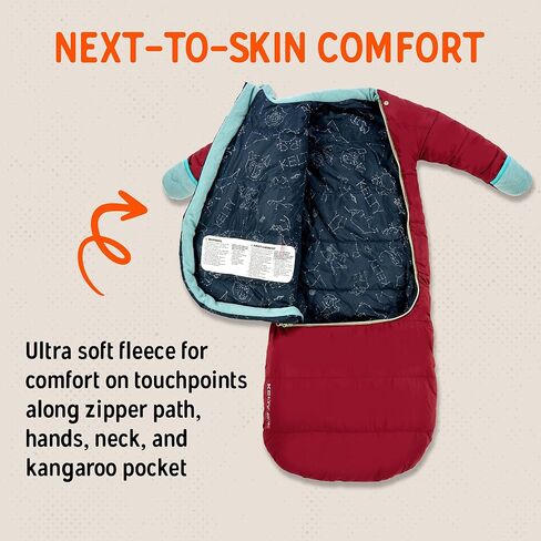 Kelty Space Cadet Infant and Toddler Sized Arms-Out Sleeping Bag, 30-40F Degree Rated, 8M-4T, Fleece-Lined Hand Covers in Saudi Arabia