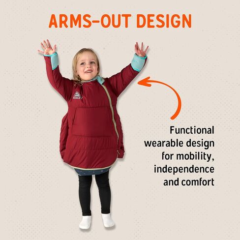 Kelty Space Cadet Infant and Toddler Sized Arms-Out Sleeping Bag, 30-40F Degree Rated, 8M-4T, Fleece-Lined Hand Covers in Saudi Arabia